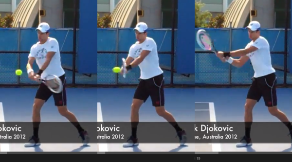 Djokovic hitting his technically more sound backhand